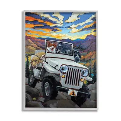 Stupell Home Decor Dogs Off-Roading Desert Drive Framed Wall Art, Multicolor, 16X20