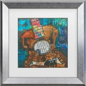 Trademark Fine Art Jennifer Mccully Music Feeds The Soul- Guitar Matted Framed Art, Multicolor, 19X19