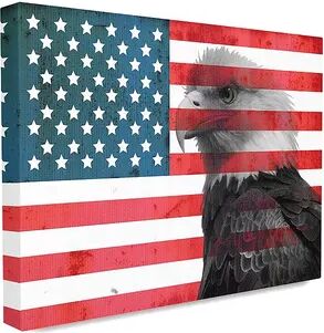 Stupell Home Decor American Flag USA Rustic Bald Eagle Design Wall Art by Daniel Sproul, Multicolor, 24X30