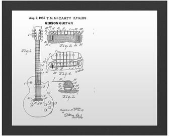 Trademark Fine Art '1955 Mccarty Gibson Guitar Patent Black' Dry Erase Board Wall Decor, Multi, 22X18