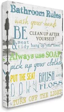 Stupell Home Decor Bathroom Rules Canvas Wall Art, Multicolor, 16X20