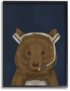 Stupell Home Decor Video Game Bear Framed Wall Art, Blue, 16X20