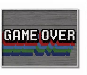 Stupell Home Decor Retro Game Over Video Game Text Wall Art, Grey, 16X20