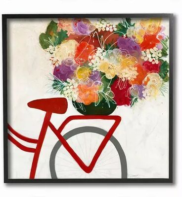 Stupell Home Decor Bicycle Seat Floral Bouquet Whimsical Flower Lines Wall Art, Beig/Green, 12X12