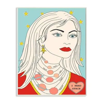 Stupell Home Decor Women's Fashion Accessory Portrait Space Theme Jewelry Wall Art, Green, 10X15