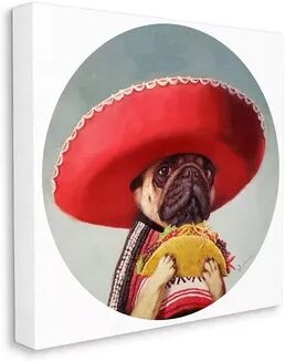 Stupell Home Decor Pug in Sombrero with Taco Fun Dog Painting Wall Art, Multicolor, 24X24