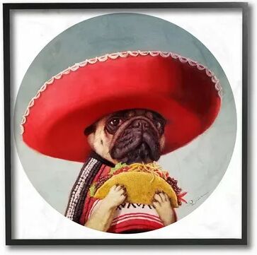 Stupell Home Decor Pug in Sombrero with Taco Fun Dog Painting Wall Art, Multicolor, 12X12