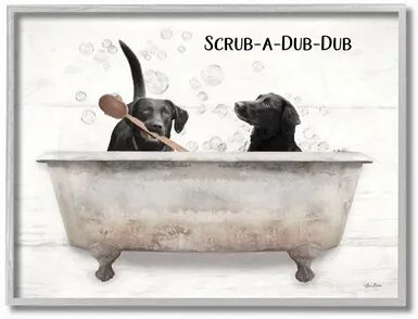 Stupell Home Decor Scrub a Dub Dub Quote Family Pet Dog Bath Wall Art, White, 11X14