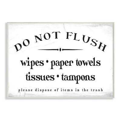Stupell Home Decor Don't Flush Disposable Garbage Items Bathroom Sign Wall Decor, White, 13X19