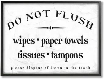 Stupell Home Decor Don't Flush Disposable Garbage Items Bathroom Sign Wall Decor, White, 16X20