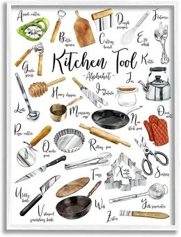 Stupell Home Decor Kitchen Tool Chart Framed Wall Art, Multicolor, 16X20