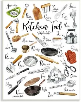 Stupell Home Decor Kitchen Tool Alphabet Plaque Wall Art, Multicolor, 13X19