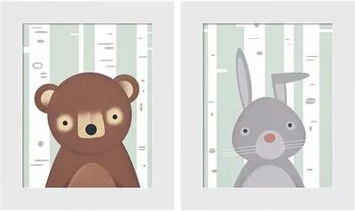 Metaverse Art Bear & Bunny Framed Wall Art 2-Piece Set, Multicolor, 9X11