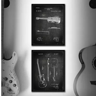 Personal-Prints ''Guitar'' 2-piece Framed Wall Art Set, Black