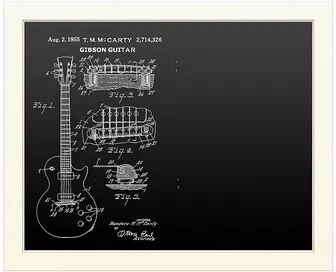 Trademark Fine Art '1955 Mccarty Gibson Guitar Patent' Chalkboard Wall Decor, Multi, 22X18