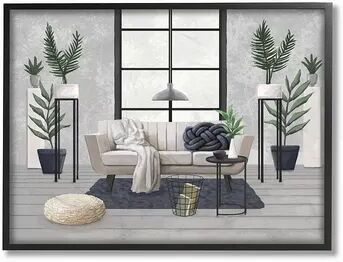 Stupell Home Decor Modern Living Room Interior Design Wall Art, Multicolor, 36X48