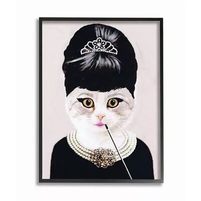Stupell Home Decor Fashion Jewelry and Makeup Cat Framed Giclee Wall Art, Multicolor, 24X30