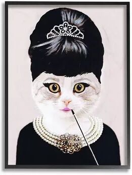 Stupell Home Decor Fashion Jewelry and Makeup Cat Framed Giclee Wall Art, Multicolor, 11X14