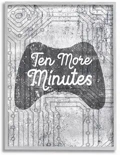 Stupell Home Decor Ten More Minutes Video Game Controller Framed Wall Art, Grey, 16X20