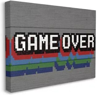 Stupell Home Decor Retro Game Over Video Game Text Wall Art, Grey, 24X30