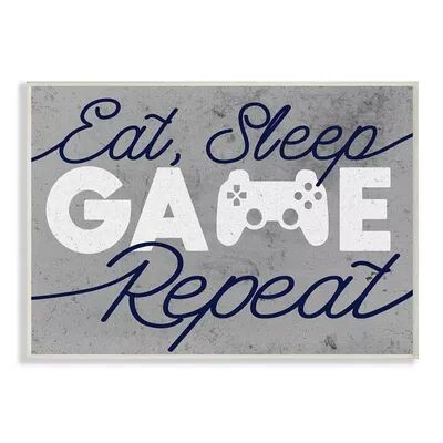 Stupell Home Decor Video Game Controller Eat Sleep Game Repeat Quote Wall Art, Grey, 10X15