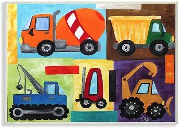 Stupell Home Decor Construction Trucks Plaque Wall Art, Multicolor, 12.5X18.5