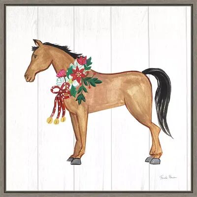 Amanti Art Holiday Farm Animals II Horse Framed Canvas Wall Art, Grey, 16X16