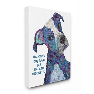 Stupell Home Decor You Can Rescue Love Colorful Pet Dog Canvas Wall Art, Blue, 16X20