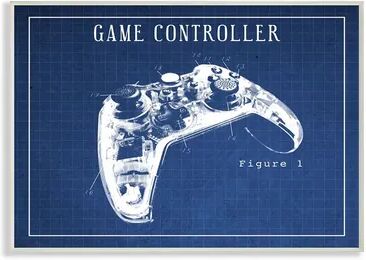 Stupell Home Decor Blueprint of Classic Video Game Controller Figure Two Wall Art, 13X19