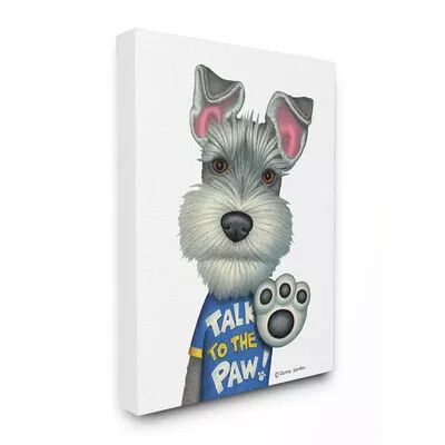 Stupell Home Decor Sassy Scotty Dog 'Talk to the Paw' Quote Family Pet Canvas Wall Art, White, 24X30