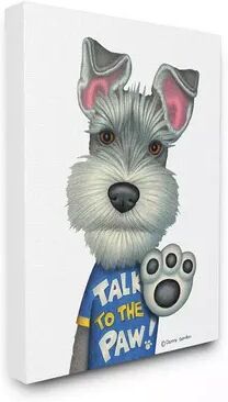 Stupell Home Decor Sassy Scotty Dog 'Talk to the Paw' Quote Family Pet Canvas Wall Art, White, 30X40