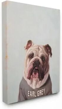 Stupell Home Decor English Bulldog in Earl Grey Tea Shirt Dog Pun Wall Art, 30X40