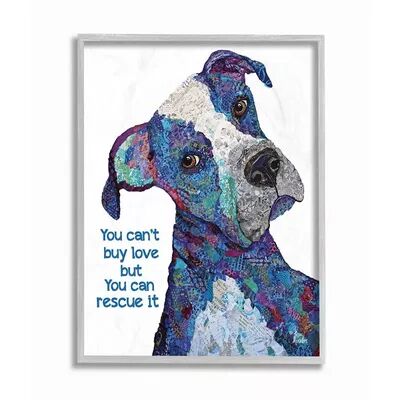 Stupell Home Decor You Can Rescue Love Colorful Pet Dog Wall Art, Blue, 16X20