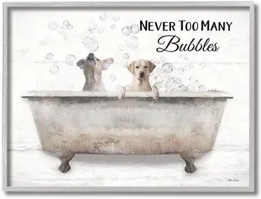 Stupell Home Decor Never Too Many Bubbles Quote Family Pet Dog Bath Wall Art, White, 16X20