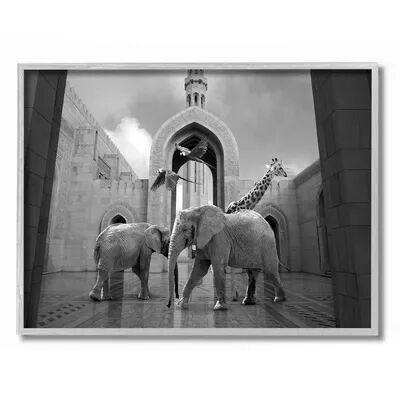 Stupell Home Decor Safari Animals In Arabesque Architecture Wall Art, White, 11X14