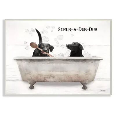 Stupell Home Decor Scrub a Dub Dub Quote Family Pet Dog Bath Wall Art, White, 10X15