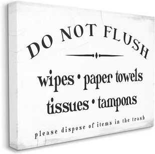 Stupell Home Decor Don't Flush Disposable Garbage Items Bathroom Sign Wall Decor, White, 16X20