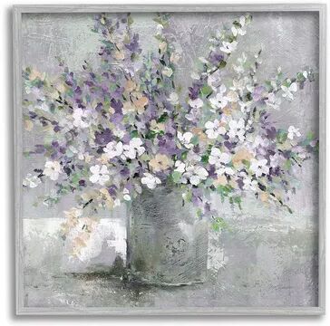 Stupell Home Decor Blossoming Aster Flower Bouquet Painting Wall Art, Grey, 12X12