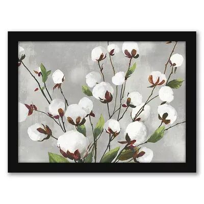 Americanflat Cotton Ball Flowers I Framed Wall Art, Multicolor, 15X12