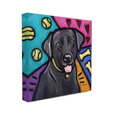 Stupell Home Decor Stupell Industries Colorful Black Labrador Dog Pet Painting XL Stretched Canvas Wall Art by Eric Waugh, Multicolor, 30X30