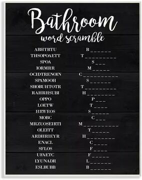 Stupell Home Decor Bathroom Scramble Plaque Wall Art, Black, 10X15