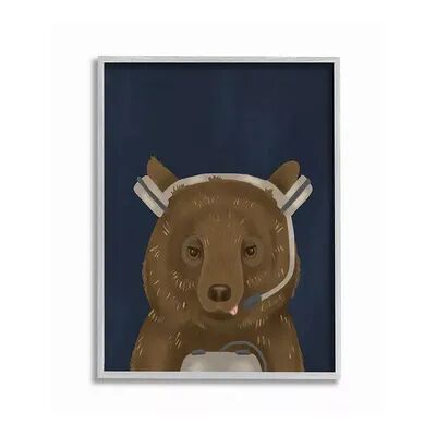 Stupell Home Decor Playful Video Game Bear Framed Wall Art, Blue, 11X14