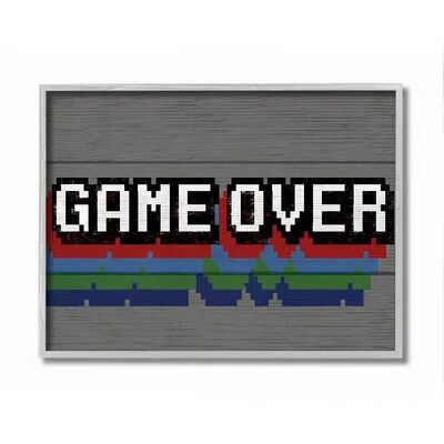 Stupell Home Decor Retro Game Over Video Game Text Wall Art, Grey, 11X14