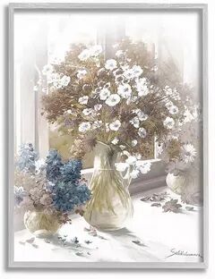 Stupell Home Decor Flower Vase Gray Framed Wall Art, Multicolor, 16X20