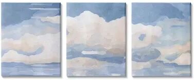 Stupell Home Decor Cloud Scape Painting Canvas Wall Art 3-piece Set, Blue, 16X20