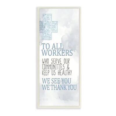 Stupell Home Decor Health Care Worker Gratitude Community Heroes Text Wall Art, White, 7X17
