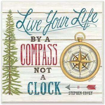 Stupell Home Decor Rustic Live Your Life by Compass Adventure Quote Wall Art, White, 12X12