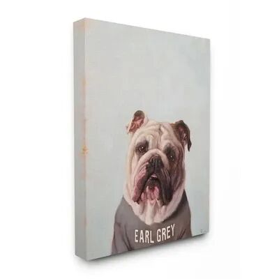 Stupell Home Decor English Bulldog in Earl Grey Tea Shirt Dog Pun Wall Art, 24X30