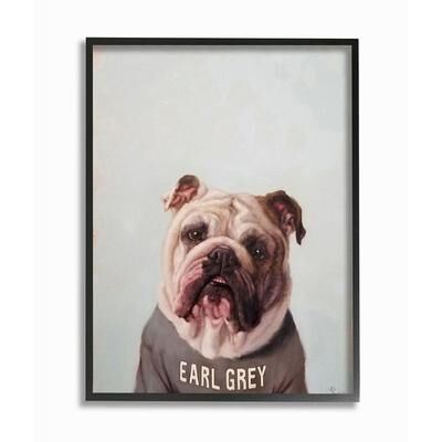 Stupell Home Decor English Bulldog in Earl Grey Tea Shirt Dog Pun Wall Art, 11X14