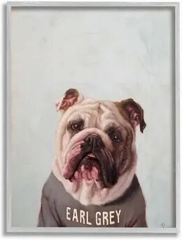 Stupell Home Decor English Bulldog in Earl Grey Tea Shirt Dog Pun Wall Art, 11X14